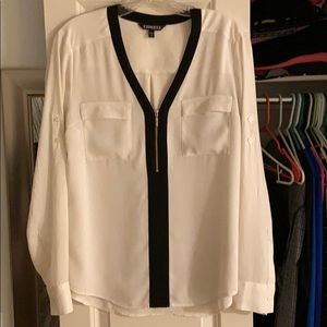 Express front half zip blouse